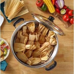 IMUSA 20 Qt. Aluminum Stovetop Steamer Set with Tempered Glass Lid thumbnail 6