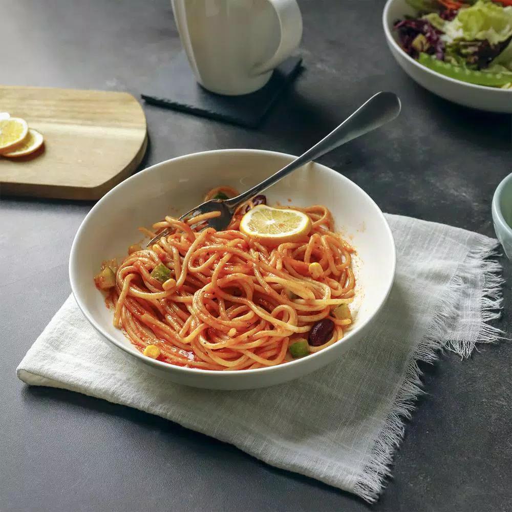 Sweese Porcelain Pasta Bowls, 22 oz Shallow Salad Bowls, Set of 6, White