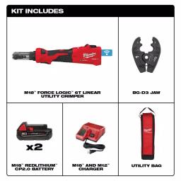 Milwaukee M18 FORCE LOGIC 6-Ton Cordless Utility Crimping Kit with BG-D3 Jaw thumbnail 2