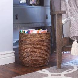 Household Essentials Wicker Water Hyacinth Rimmed Basket Set of 2, Rustic Decorative Storage Baskets and Planters thumbnail 4