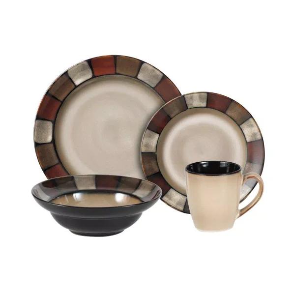 Pfaltzgraff Taos 16-Piece Stoneware Dinnerware Set, Service for 4, Brown