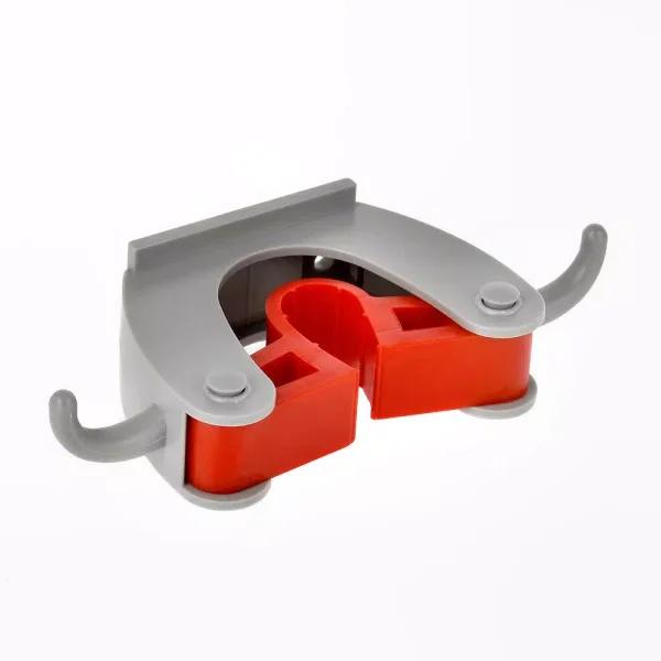 Alpine Industries Single Wall Mounted Mop and Broom Holder with 2 Hooks