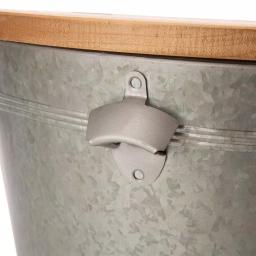 Glitzhome 26.29 in. Gray Galvanized Metal Beverage Tub with Firwood Lid and Metal Stand thumbnail 7