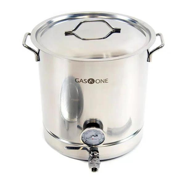 Gas One 64 Qt. Stainless Steel Brew Kettle Set with Tri-Ply Aluminum Bottom and Spigot