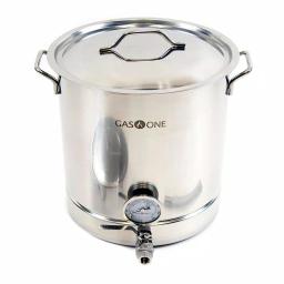 Gas One 64 Qt. Stainless Steel Brew Kettle Set with Tri-Ply Aluminum Bottom and Spigot thumbnail 1