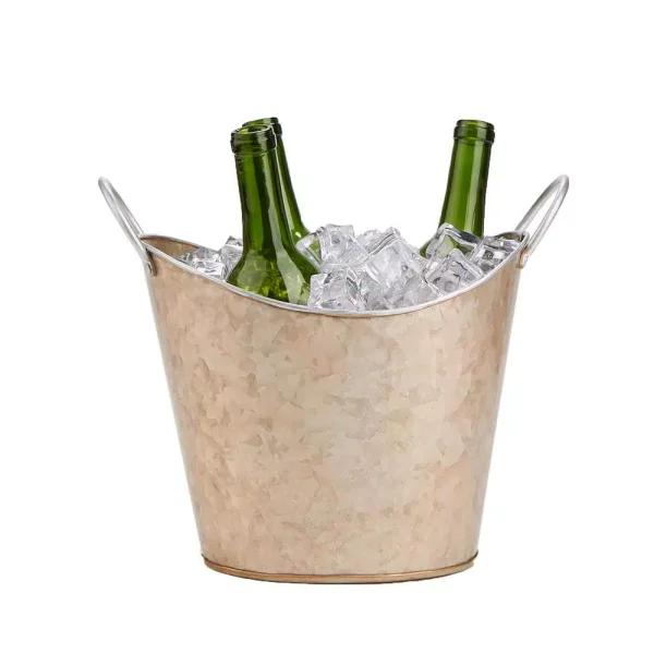 Mind Reader Copper Plated Galvanized Oval Beverage and Ice Bucket with Handles