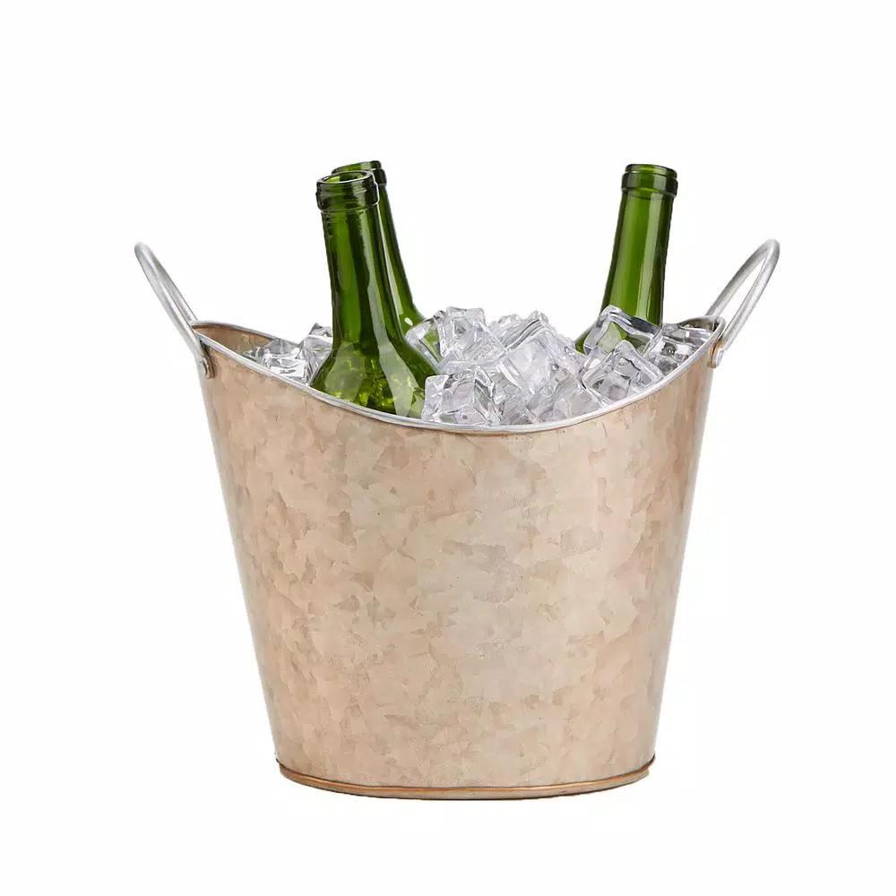 Mind Reader Copper Plated Galvanized Oval Beverage and Ice Bucket with Handles