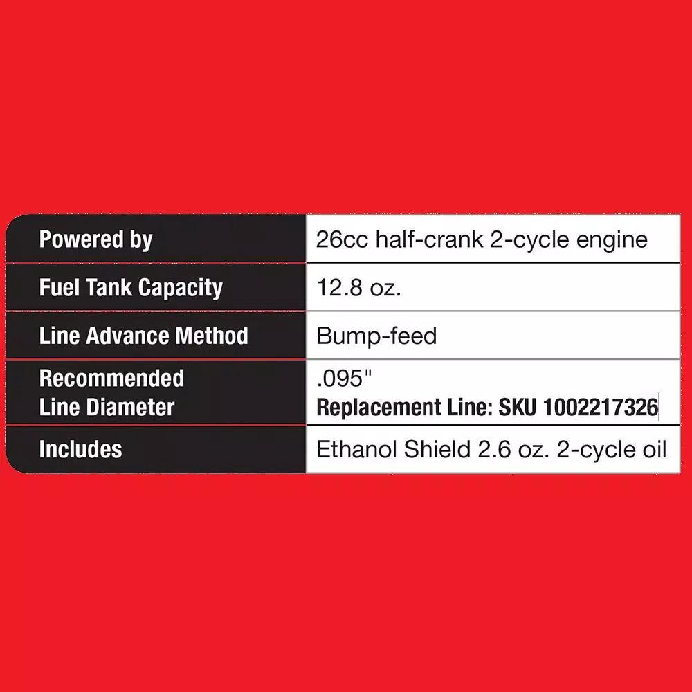 Homelite 26cc 2-Cycle Straight Shaft Gas String Trimmer