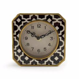 Zentique Black and White Patterned Analog Desk Clock with Gold Trim, 5x5 in. thumbnail 1