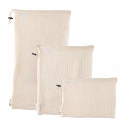 Kitchen Details Natural Cotton Eco Reusable Mesh Produce Bags, 3-Pack thumbnail 1