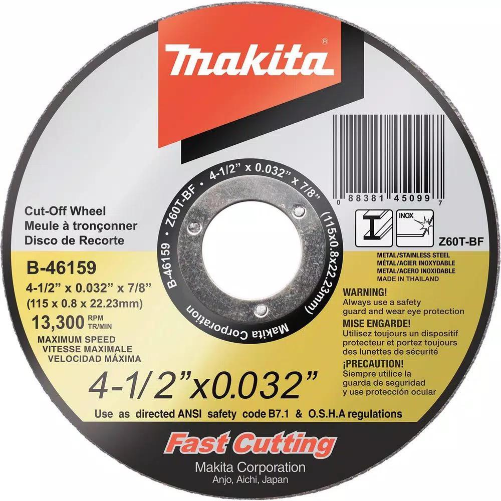 Makita 4-1/2 in. x 7/8 in. Ultra Thin Stainless Steel Cut-Off Wheels, 60 Grit, 25-Pack