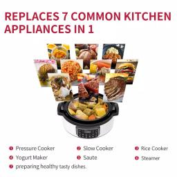 Geek Chef 8 Qt. Stainless Steel Electric Oval Pressure Cooker with 12 Preset Functions thumbnail 5