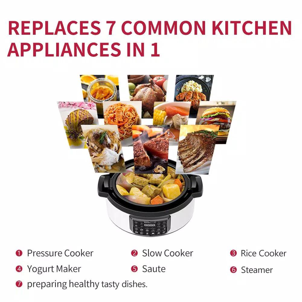 Geek Chef 8 Qt. Stainless Steel Electric Oval Pressure Cooker with 12 Preset Functions