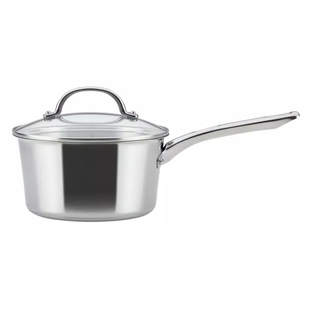 Ayesha Curry Ayesha Home Collection 3-Quart Stainless Steel Saucepan with Glass Lid