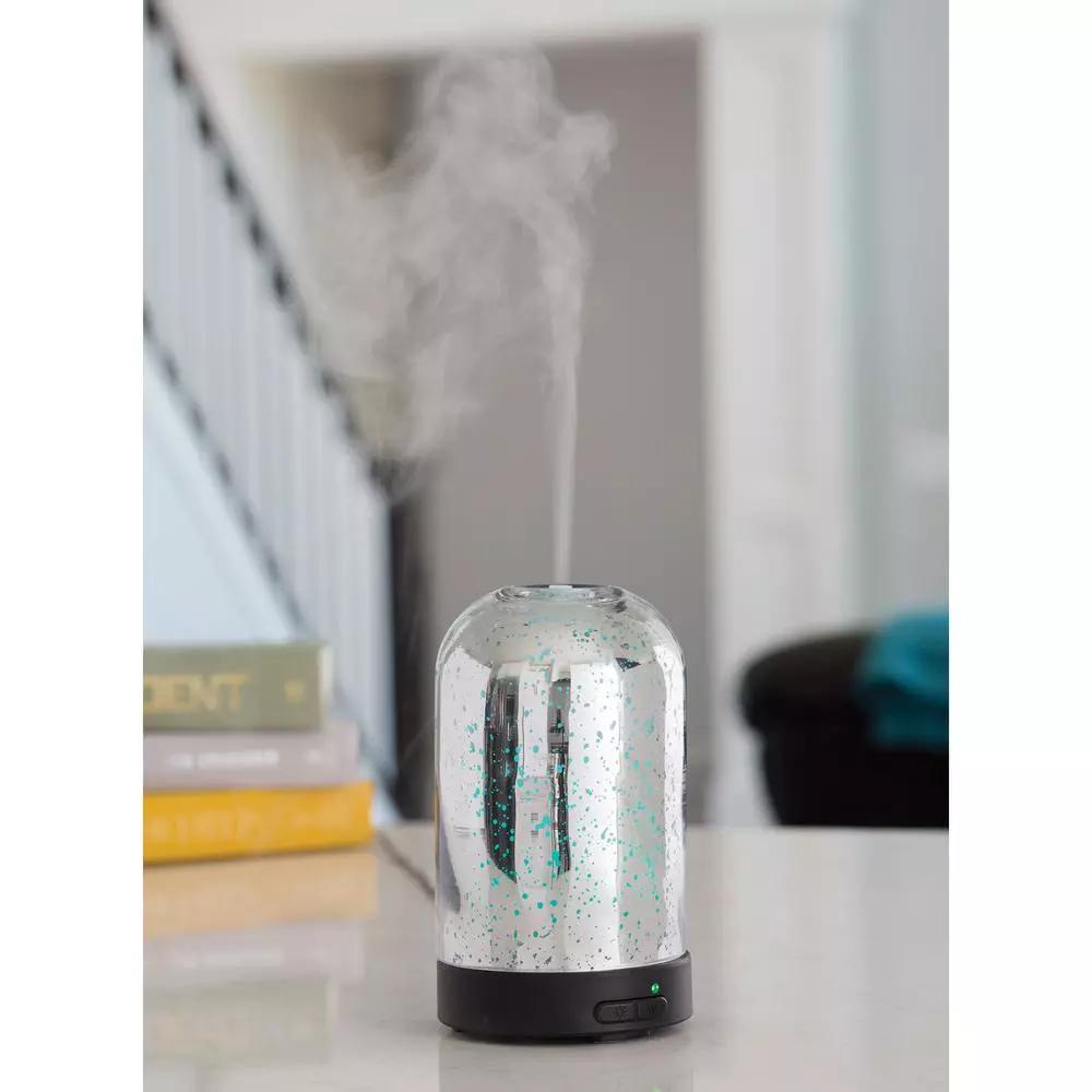 Airome 9.3 in Mercury Glass Ultrasonic Essential Oil Diffuser - Silver