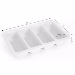 Basicwise Gray Plastic 4-Compartment Commercial Cutlery Holder, Drawer Organizer (Set of 10) thumbnail 5