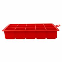 Unbranded Red Rectangular Silicone Ice Cube Tray - 15 Large 1.25 inch Cubes thumbnail 2