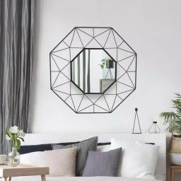 StyleWell Modern Octagonal Black Metal Frame Accent Mirror, 25.2 in. thumbnail 3