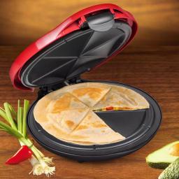 Nostalgia 900W Red Quesadilla Maker with Extra Stuffing Latch and Non-Stick Cooking Surface thumbnail 5