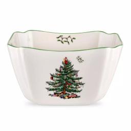 Spode Christmas Tree 10" Ceramic Large Square Serving Bowl, Porcelain thumbnail 2