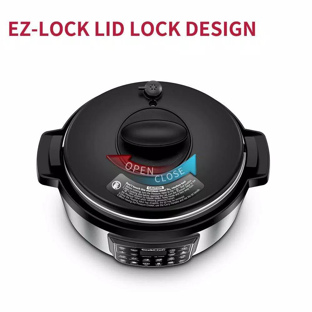 Boyel Living Geek Chef 8 Qt. Stainless Steel 12-in-1 Programmable Electric Pressure Cooker with Oval Non-Stick Pot