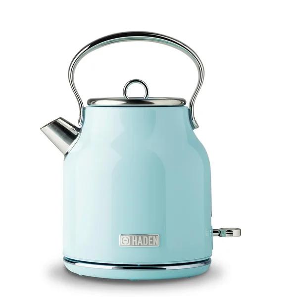 Haden Heritage 1.7L Electric Kettle, Retro Stainless Steel, Light Blue Turquoise
