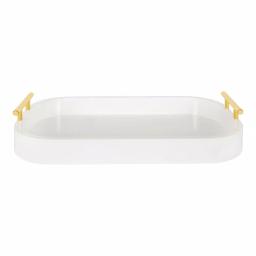 Kate and Laurel Lipton White Decorative Wood Tray with Gold Metal Handles thumbnail 2