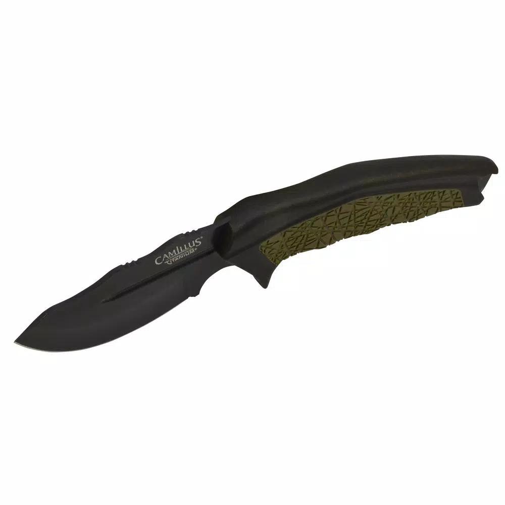 Camillus HT-5 3.25 in. Carbonitride Titanium Drop Point Fixed Blade Knife with Sheath