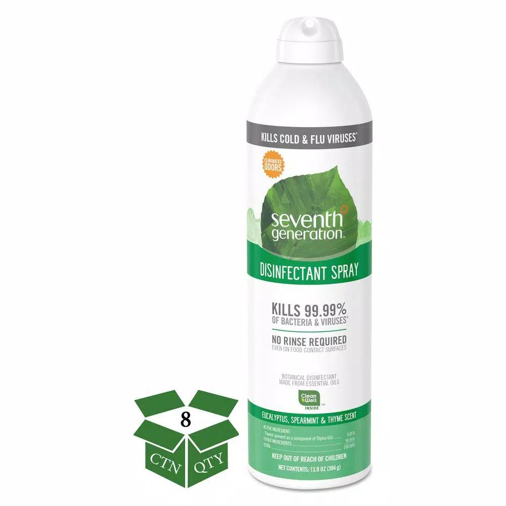 SEVENTH GENERATION Eucalyptus, Spearmint & Thyme Disinfectant Aerosol Spray, 13.9 oz (8-Count)
