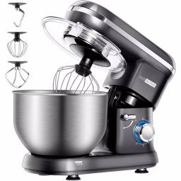 VIVOHOME 650W 6-Qt. Tilt-Head Kitchen Stand Mixer with Stainless Steel Bowl and 6 Speeds, Gray thumbnail 1
