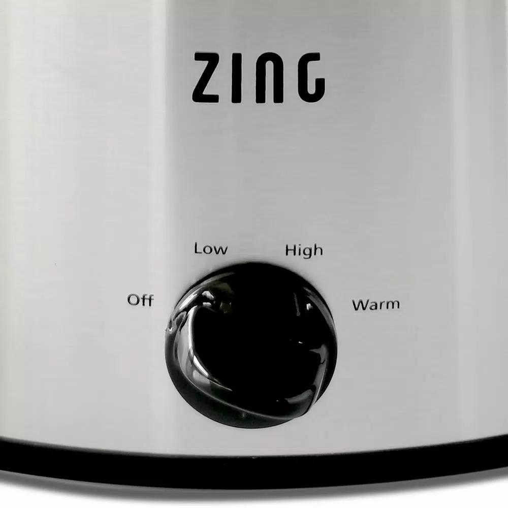 Zing 6 Qt Oval Stainless Steel Slow Cooker with Glass Lid and Removable Stoneware
