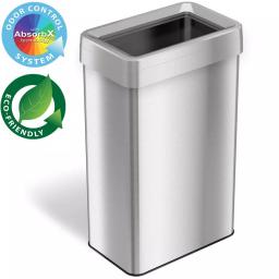 iTouchless 21 Gal. Stainless Steel Slim Rectangular Open Top Commercial Trash Can with Dual Deodorizer thumbnail 1