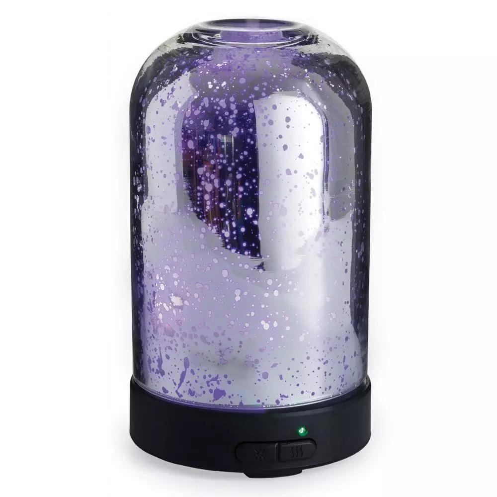 Airome 9.3 in Mercury Glass Ultrasonic Essential Oil Diffuser - Silver