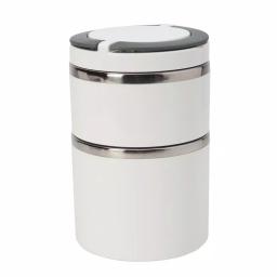 Kitchen Details White 2-Tier Round Twist Stainless Steel Insulated Lunch Box thumbnail 2