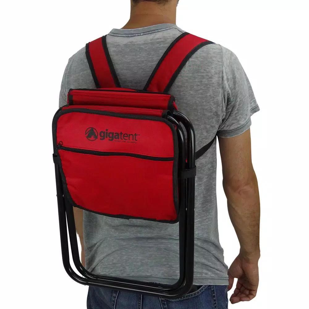GigaTent 20-Can Collapsible Cooler Backpack with Folding Stool and Insulated Ice Bag