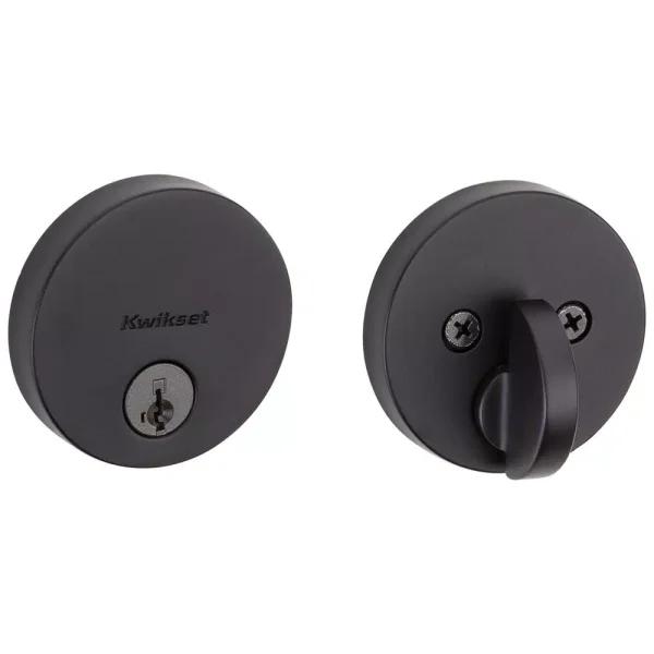 Kwikset Uptown Single Cylinder Deadbolt, Matte Black, SmartKey Security, ANSI Grade 1