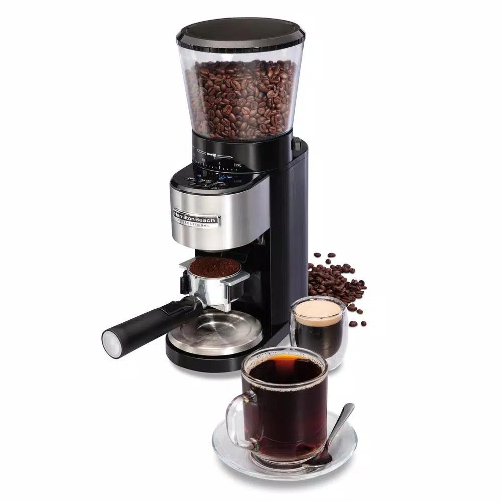Hamilton Beach Professional Conical Burr Digital Coffee Grinder, 39 Grind Settings, Black & Stainless Steel