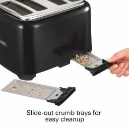 Proctor Silex 4-Slice Black Wide Slot Toaster with Crumb Tray and Toast Boost thumbnail 2