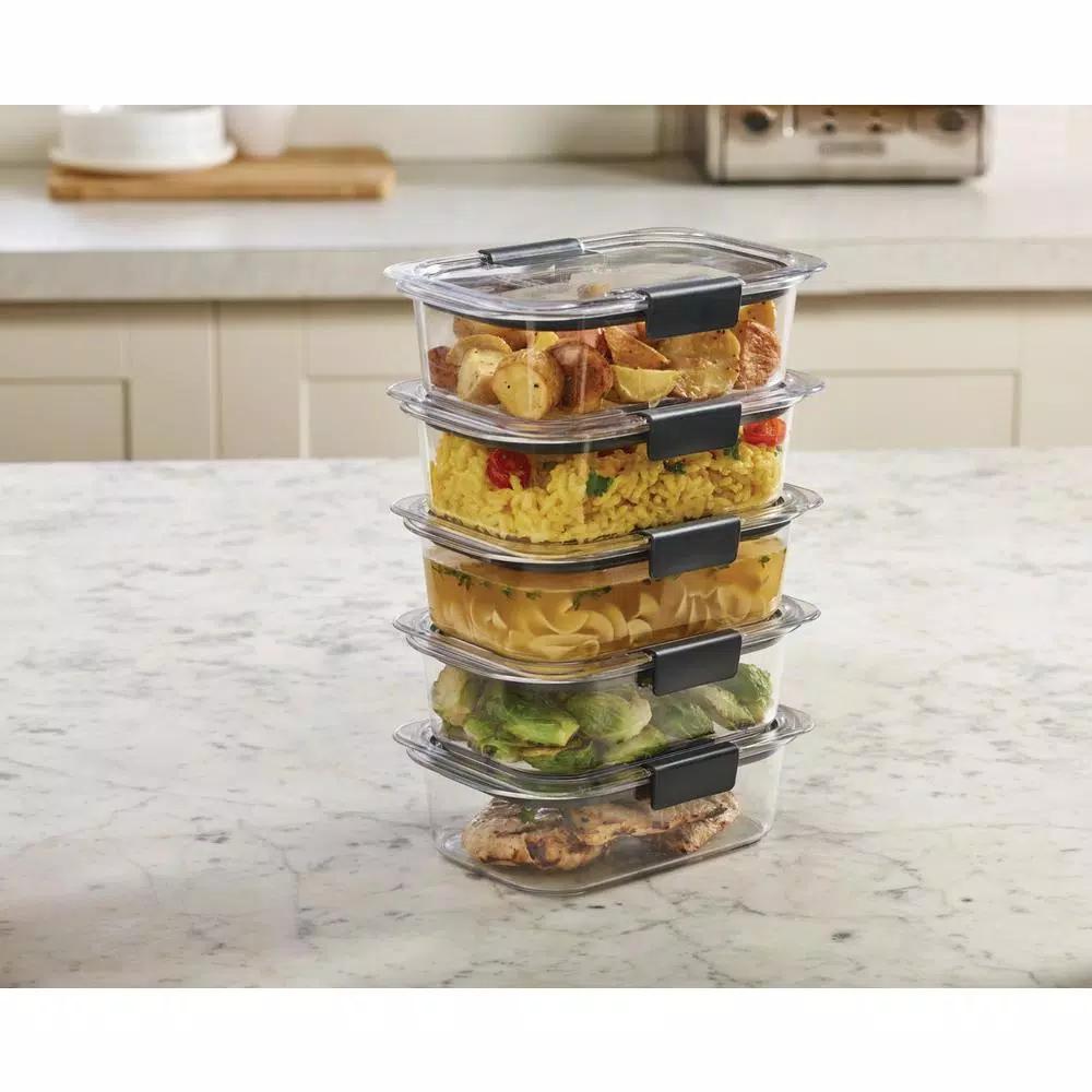 Rubbermaid Brilliance 5-Piece Medium Food Storage Container Set, Leak-Proof & BPA-Free
