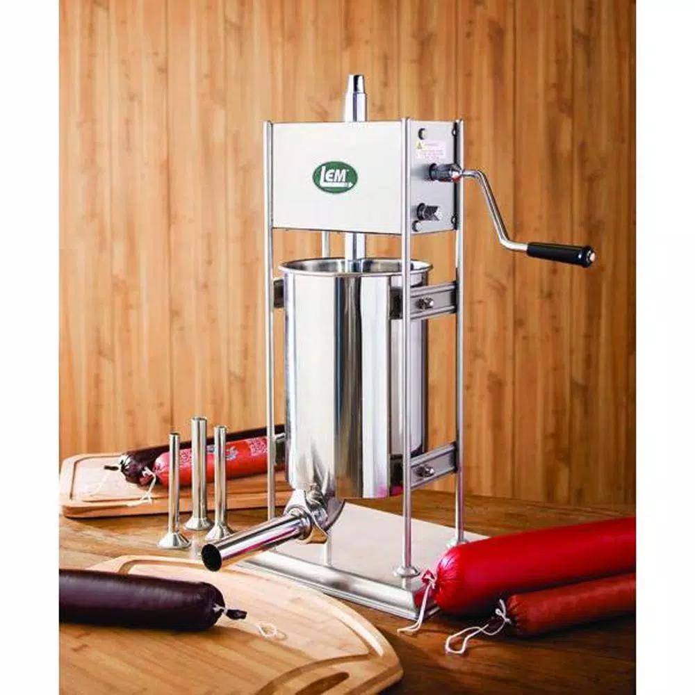 LEM 25 lb. Stainless Steel Dual Gear Vertical Sausage Stuffer with 90° Handle