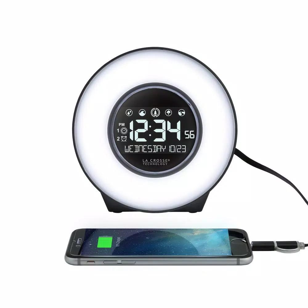 La Crosse Technology Mood Light Digital Alarm Clock with 5 Nature Sounds and USB Charging Port