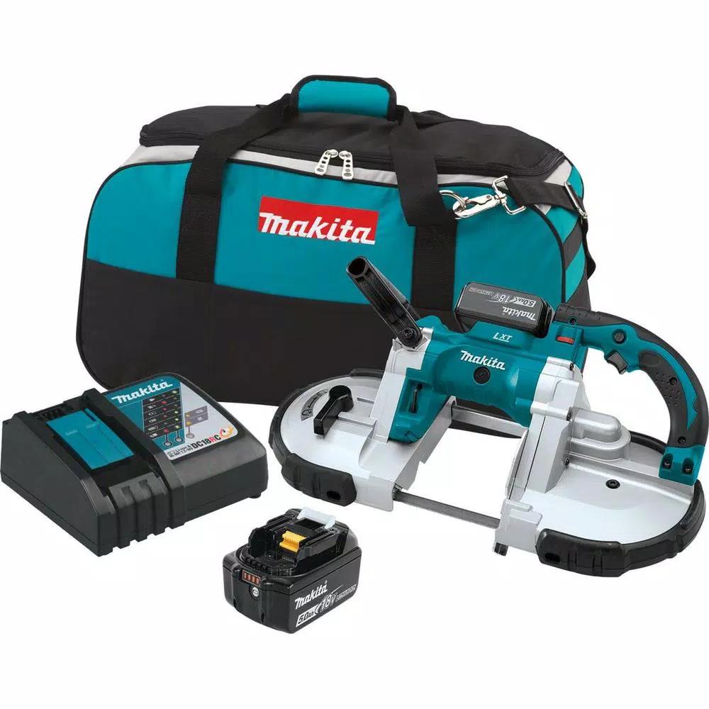 Makita 18V LXT Cordless Portable Band Saw Kit with 3x 5.0Ah Batteries and Charger