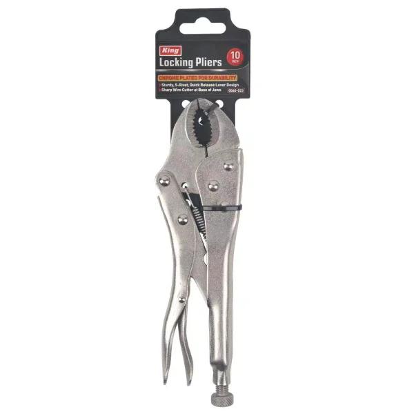 KING 10 in. Curved Jaw Locking Pliers with Wire Cutter