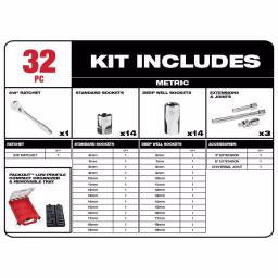Milwaukee 60-Piece 3/8 in. Drive SAE & Metric Ratchet and Socket Set with PACKOUT Organizers thumbnail 3