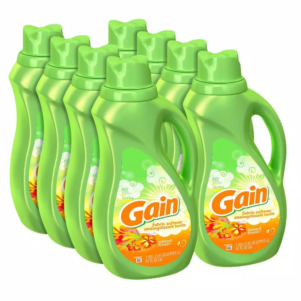 Gain Island Fresh Liquid Fabric Softener, 51 oz (60 Loads), 8-Pack