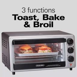 Proctor Silex 1500-Watt 6-Slice Silver Toaster Oven with Toast, Bake, and Broil Settings thumbnail 7