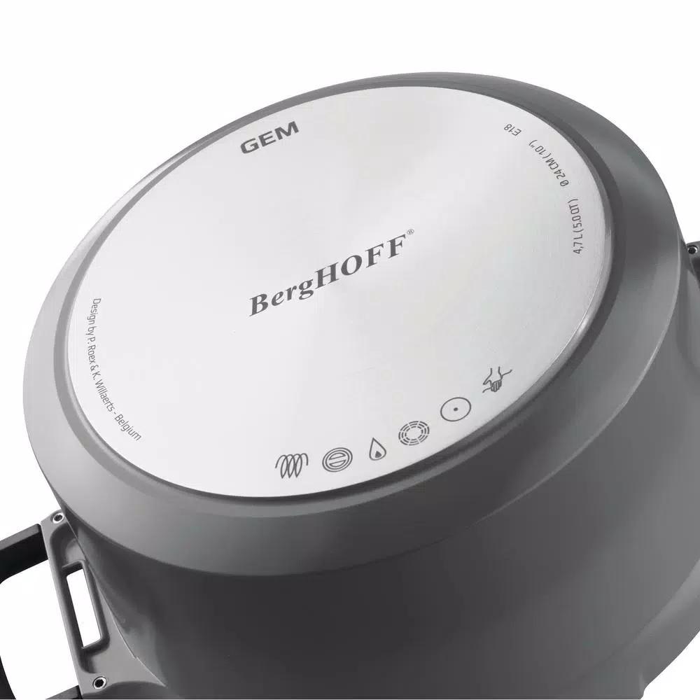 BergHOFF GEM Stay Cool 3.5 qt. Cast Aluminum Nonstick Saute Pan with Glass Lid, Gray