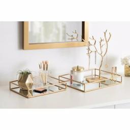 Kate and Laurel Felicia Gold Mirrored Metal Nesting Tray Set - Decorative Rectangular Trays for Home Decor thumbnail 7
