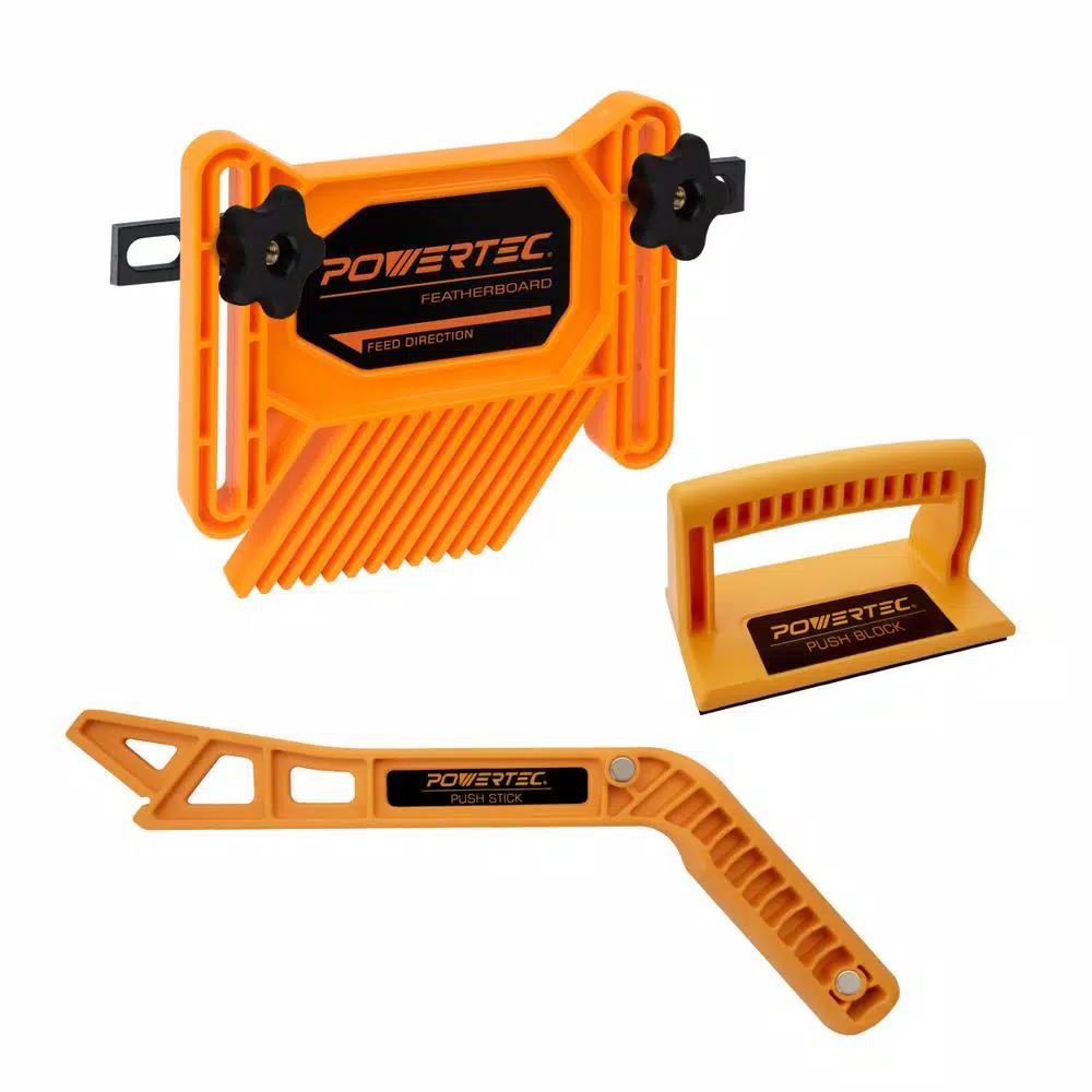 POWERTEC Woodworking Safety Kit with Featherboard, Magnetic Push Stick and Deluxe Push Blocks