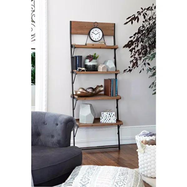 Unbranded Collier Wrought Iron and Fir Wood Analog Wall Clock - Black